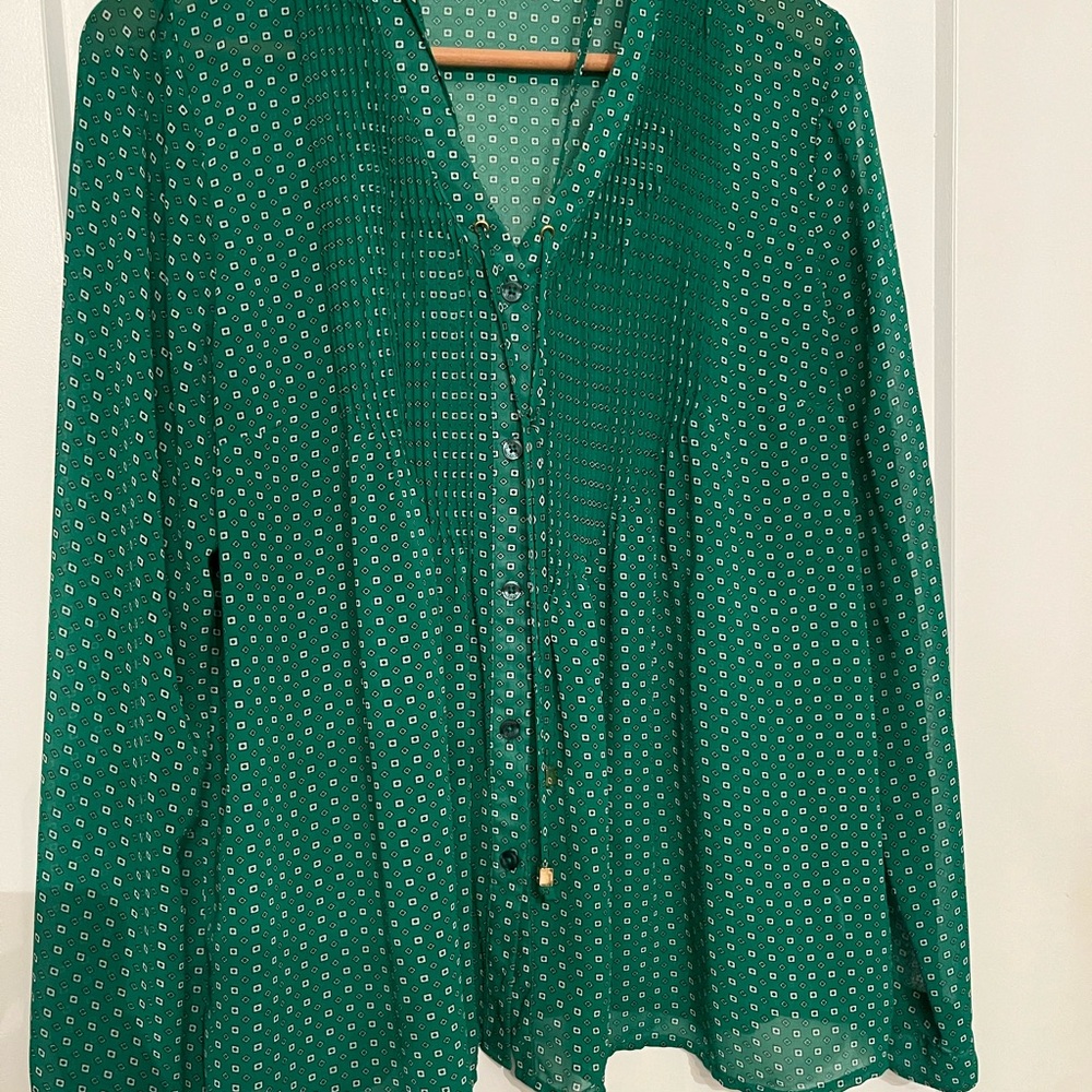 Michael Kors Green Patterned Blouse